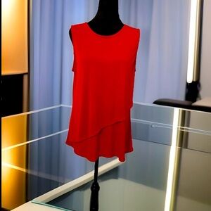 Liz Claiborne Red Asymmetrical layered chic size large top